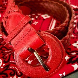 Vintage Capezio Red Braided Leather Belt;Size:M/L
